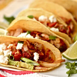 Pork Tinga with Potatoes, Avocado (fresh cheese optional)