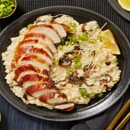 Prosciutto-Wrapped Chicken over Truffled Mushroom Risotto