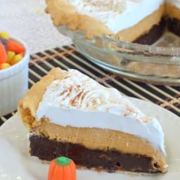 Pumpkin Cheesecake Brownie Pie