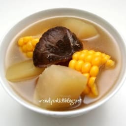 Quick Boil Winter Melon, Mushrooms with Corn in Chicken Broth