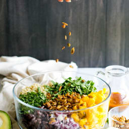 Quinoa Mango Black Bean Salad with Spiced Pepitas & Chipotle Lime Dressing