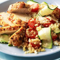 Quinoa & zucchini ribbon salad with marinated chicken