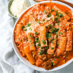 "Date Me" Creamy Sausage Rigatoni Pasta