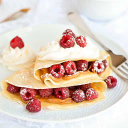 Raspberries and Cream Crepes