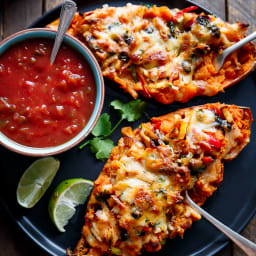 Twice Baked Chicken Fajita Sweet Potatoes