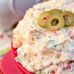 Red Pepper Cheddar Green Olive Dip