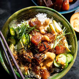 Red's Favorite Spicy Tuna Poke Bowls.