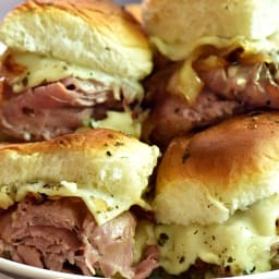 Roast Beef Horseradish Cheese Baked Sliders