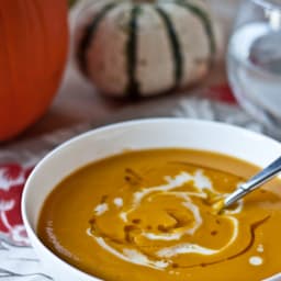 Roasted Acorn Squash and Sweet Potato Soup