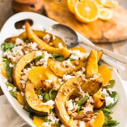 Roasted Acorn Squash, Orange and Spinach Salad