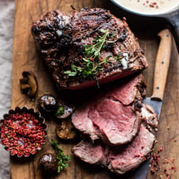 Roasted Beef Tenderloin with Mushrooms and White Wine Cream Sauce