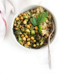 Roasted Broccoli Chickpea Quinoa Bowls