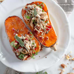 Roasted Butternut Squash with Truffle Aioli, Wild Mushrooms and Arugula