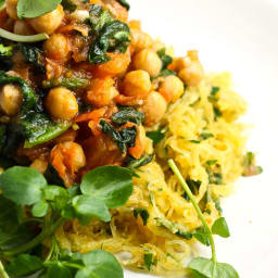 Roasted Spaghetti Squash with Chickpea Ragout