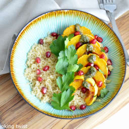 Roasted Turmeric Delicata Squash Quinoa Bowl with a Mint Pesto