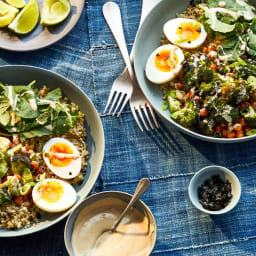 Roasted Vegetable Grain Bowl with Chickpeas and Tahini-Ginger Dressing