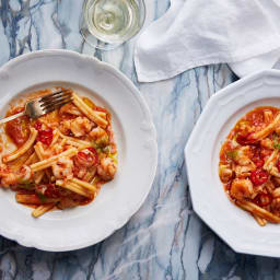 Rock Shrimp Pasta with Spicy Tomato Sauce
