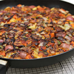 Root vegetable hash browns with scallions