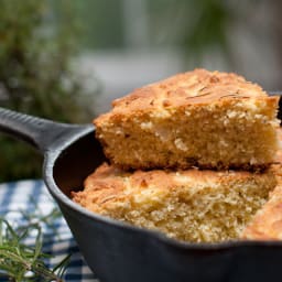 Rosemary Cornbread in a skillet