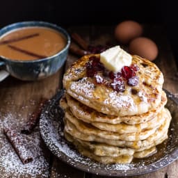 Rum and Cranberry Pancakes with Butter Rum Syrup