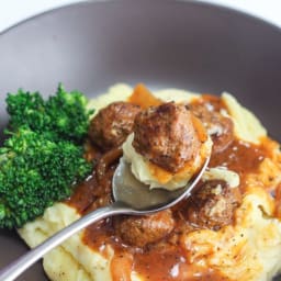 Salisbury Meatballs and Mashed Potatoes