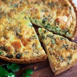 Salmon and watercress tart