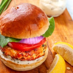 Salmon Burgers with Chive and Lemon Mayonnaise