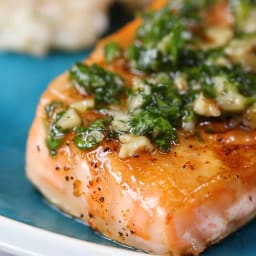 Salmon With Quick Parsley Walnut Pesto Recipe by Tasty