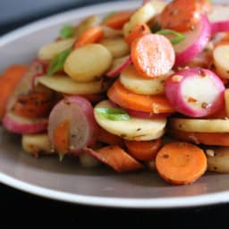 Sauteed Parsnips, Carrots and Watermelon Radish