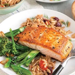 Seared Salmon Fillets with Orzo Pilaf