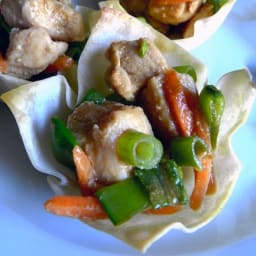 Sesame Chicken Wonton Cups