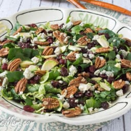 Shaved Brussels Sprouts, Spinach Pecan Salad with Bourbon Balsamic Dressing