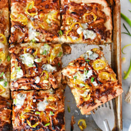 Sheet Pan BBQ Blue Cheese Chicken Pizza