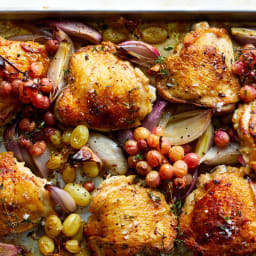 Sheet-Pan Chicken With Shallots and Grapes