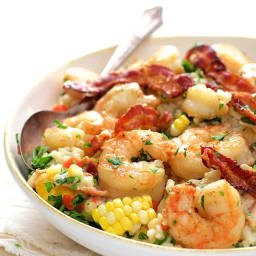 Shrimp and Corn Risotto with Bacon