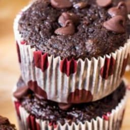 Skinny Chocolate Banana Fudge Muffins