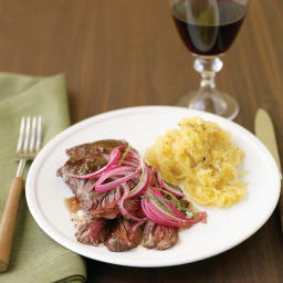 Skirt Steak with Pickled Onion and Spaghetti Squash