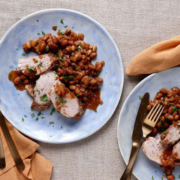 Slow Cooker Pork Tenderloin with Bourbon Molasses Baked Beans