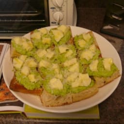 Smashed Peas and Mozzarella on Toast with Romano