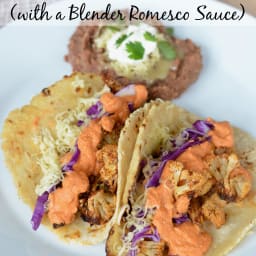Smoky Cauliflower Tacos (with a Blender Romesco Sauce)