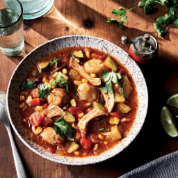 Smoky Chicken-Chile Soup with Tamale Dumplings