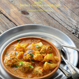 Smoky Roasted Cauliflower Soup with Herbed Chickpea Dumplings {Vegan; Grain