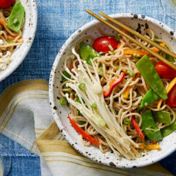 Soba Noodles with Snow Peas & Marinated Enoki Mushrooms