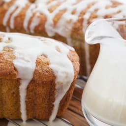 Sour Cream Banana Bread with Chocolate, Walnuts and Sour Cream Glaze 