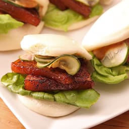 Sous Vide Pork Belly Buns With Pork Braise Mayonnaise and Quick-Pickled Cuc