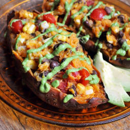 Southwestern Stuffed Sweet Potatoes with Avocado Sauce