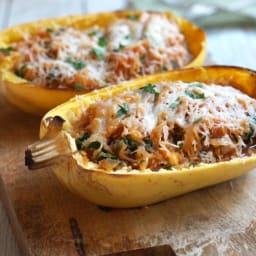 Spaghetti Squash Enchilada Boats (Grain-free)