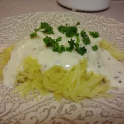 Spaghetti Squash with Garlic Sage Parmesan Cream