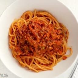 Spaghetti with Vegetable and Meat Sauce