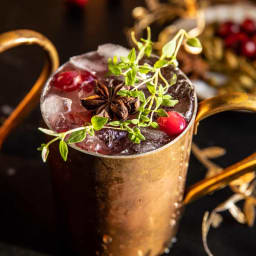 Spiced Cranberry Thyme Moscow Mule.
